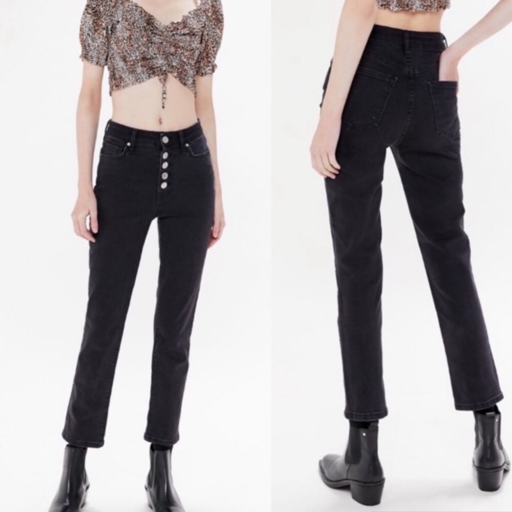 Urban Outfitters Black High Rise Button Fly Jeans